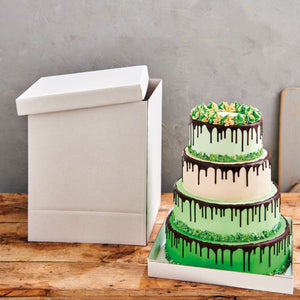 Vit och fyrkantig tårtlåda med en tårta i palm (grön) färg - Cocodrip