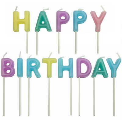 Tårtljus Happy Birthday Pastell - PME-Cocodrip - Tårta och Baktillbehör