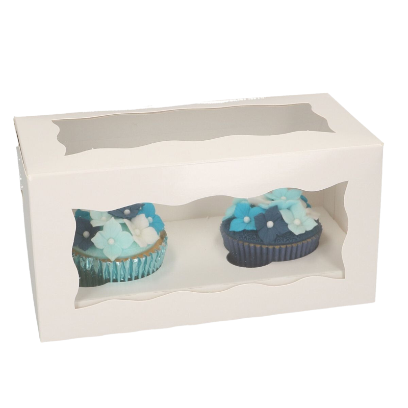 FunCakes Vit Cupcakes Box För 2 Muffins-Cocodrip - Tårta &amp; Baktillbehör