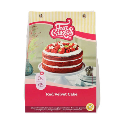 Bakmix För Red Velvet Glutenfri 400g - FunCakes- FunCakes Glutenfri Red Velvet Cake Mix – Klassisk Amerikansk Tårta med Chokladton En perfekt djupröd färg, en sammetslen konsistens och en subtil hint av choklad – det är kännetecknet på en äkta amerikansk Red Velvet-tårta. Traditionellt kombinerad med en härligt syrlig cream cheese-frosting som framhäver den vackra röda färgen ännu mer. Med FunCakes Glutenfri Red Velvet Cake Mix kan du enkelt baka denna klassiker hemma – tillsätt bara smör och ägg! Perfekt f