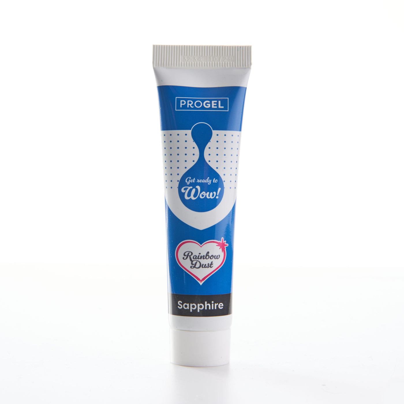 Pastafärg ProGel Sapphire- Med Rainbow Dust Progel kan du enkelt färga din sockerpasta, marsipan, smörkräm, kaksmet, godis och mycket mer! Du behöver bara en liten mängd färg för att ge dina bakelser en djup rik färg. Detta gör att denna koncentrerade ätbarafärg håller längre. Gör så här: tillsätt gelén i fondanten eller marsipanen och knåda den väl till önskad färg. Nu är den färgade fondanten eller marsipanen klar att använda på din tårta. - Denna produkt är: Kosher-certifierad.- Maximal användbar dos: 3 