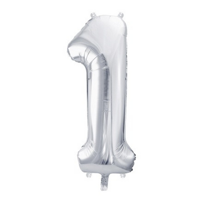 Sifferballong Silver - Siffra 1 - 86 cm - PartyDeco-Cocodrip - Tårta &amp; Baktillbehör