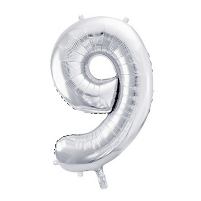 Sifferballong Silver - Siffra 9 - 86 Cm - PartyDeco-Cocodrip - Tårta &amp; Baktillbehör