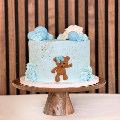 Blå babyshower tårta-Cocodrip - Tårta &amp; Baktillbehör