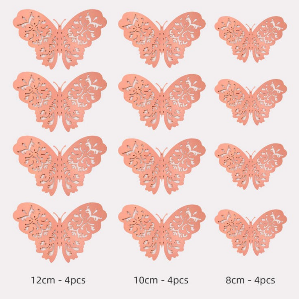 Vackra Pappersfjärilar Roséguld - 12pack-Cocodrip - Tårta &amp; Baktillbehör