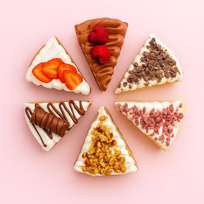 Smakbox - 6 exklusiva smaker- Smakbox – 6 exklusiva smaker Upptäck vår lyxiga Smakbox med sex av Cocodrips mest älskade tårtkombinationer. Perfekt för dig som vill prova flera smaker innan du beställer en hel tårta – eller bara njuta av en elegant dessertupplevelse.Varje bit är omsorgsfullt skapad av våra konditorer med de bästa råvarorna och en perfekt balans mellan sötma, krämighet och textur. Utseendet kan variera men smakerna är enligt nedan. ✨ Innehåller smakerna: Vanilla Lemon Strawberry Nutella Choco