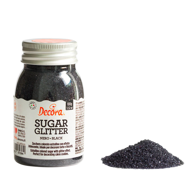 Svart Glitter Strössel Färgat Socker – Decora-Cocodrip - Tårta och Baktillbehör