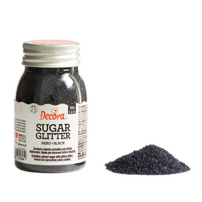 Svart Glitter Strössel Färgat Socker – Decora-Cocodrip - Tårta och Baktillbehör