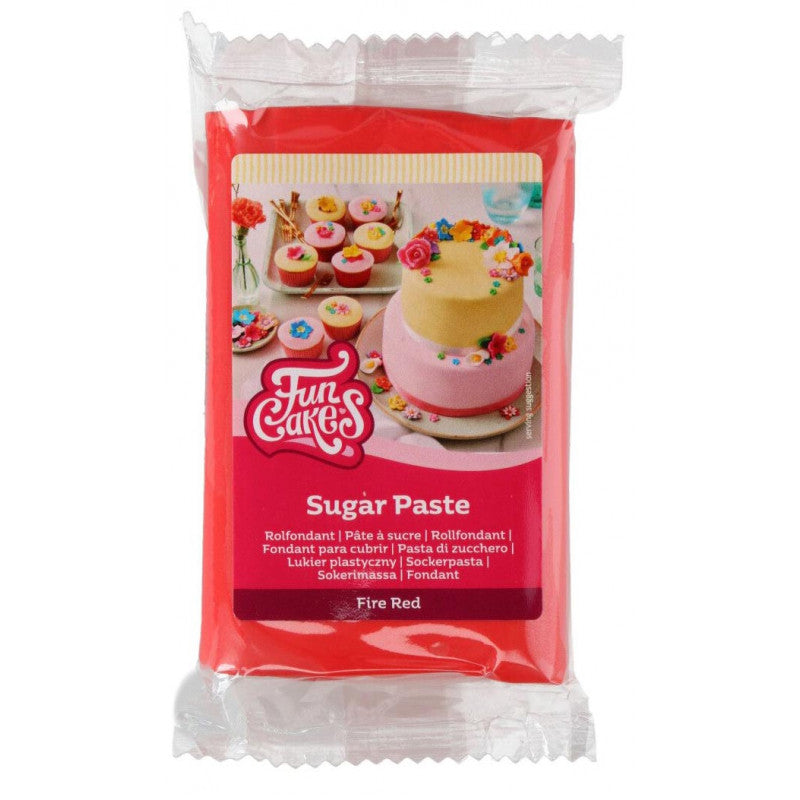 Sockerpasta FunCakes Fire Red 250g-Cocodrip - Tårta och Baktillbehör