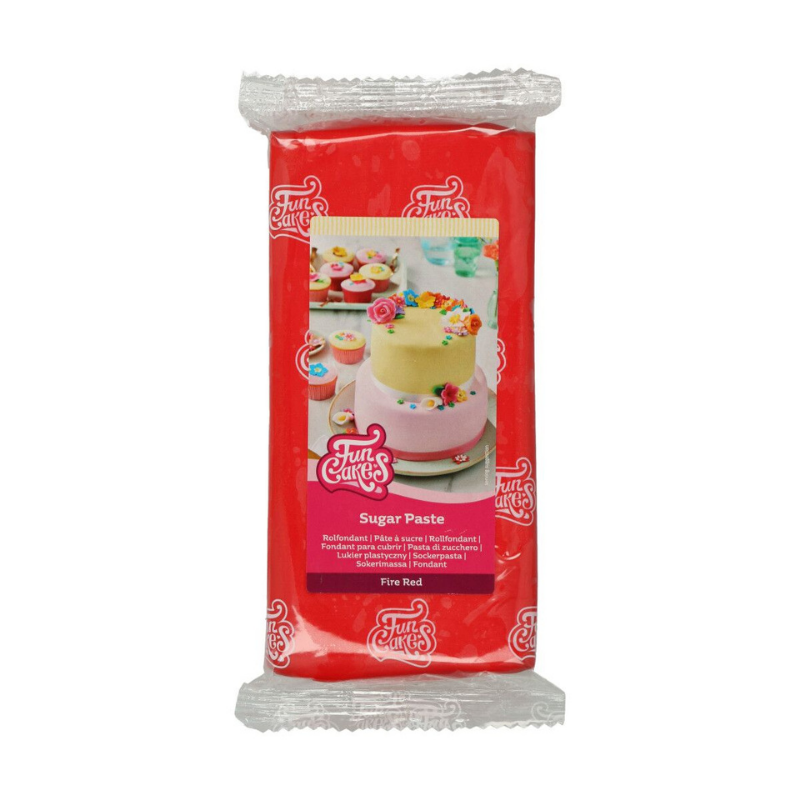 Sockerpasta FunCakes Fire Red 1kg-Cocodrip - Tårta och Baktillbehör