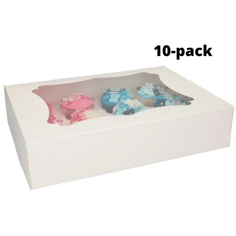 FunCakes Vit Cupcakes box för 12 muffins - 10pack-Cocodrip - Tårta och Baktillbehör