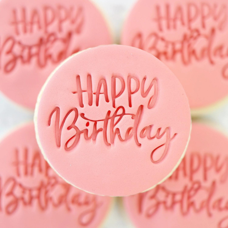 Happy Birthday Cookie Cupcake Embosser – Sweet Stamp-Cocodrip - Tårta och Baktillbehör