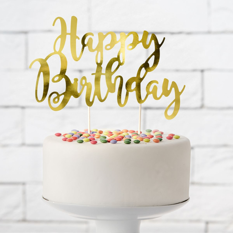 Cake Topper - Happy Birthday - Guld - PartyDeco-Cocodrip - Tårta och Baktillbehör