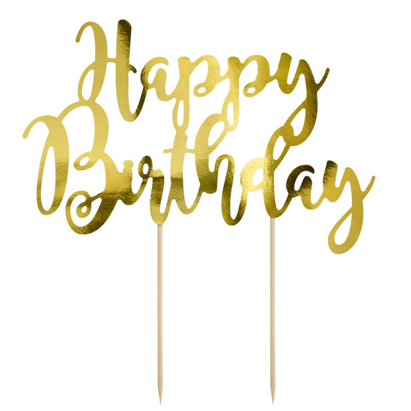 Cake Topper - Happy Birthday - Guld - PartyDeco-Cocodrip - Tårta och Baktillbehör