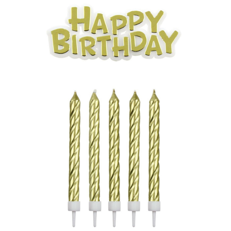 Tårtljus Happy Birthday Guld - PME-Cocodrip - Tårta och Baktillbehör