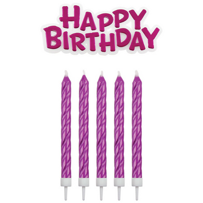 Tårtljus Happy Birthday Rosa – PME-Cocodrip - Tårta och Baktillbehör