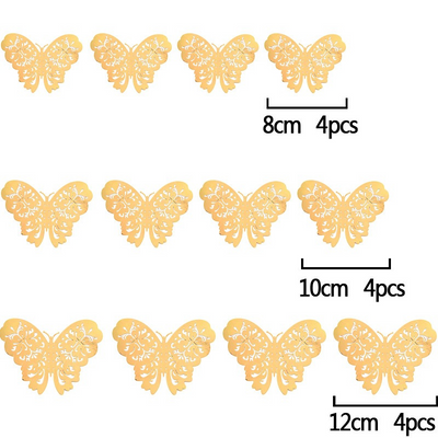 Vackra Pappersfjärilar Guld - 12pack-Cocodrip - Tårta &amp; Baktillbehör